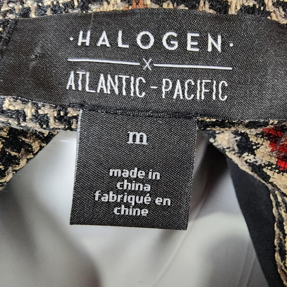 Halogen x Atlantic Pacific Glen Plaid Pea Coat Bell Sleeve Tan/Black Size Medium - Picture 3 of 15